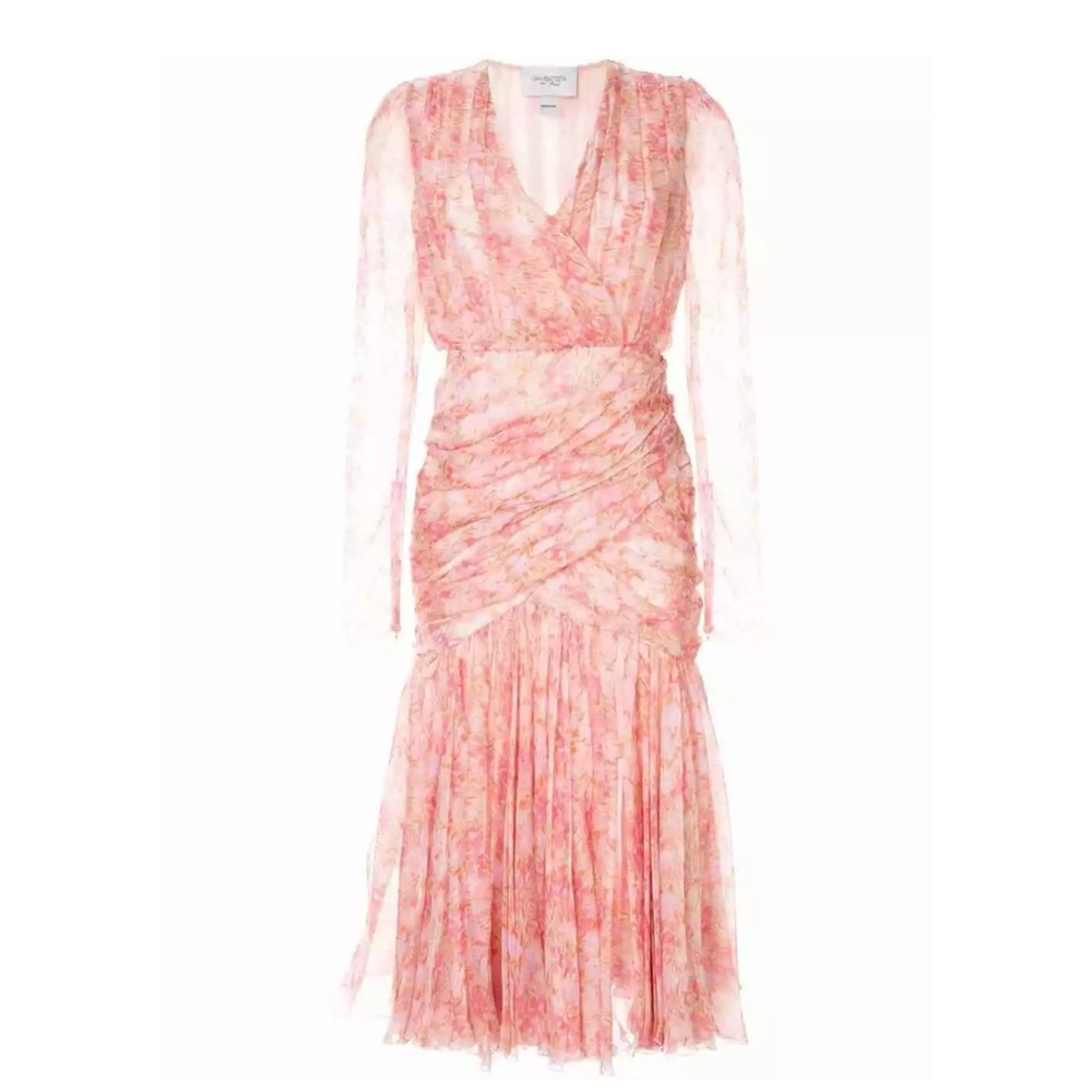 GiAMBATTiSTA VALLi Floral Silk Ruched Dress 38/2 - Picture 3 of 13